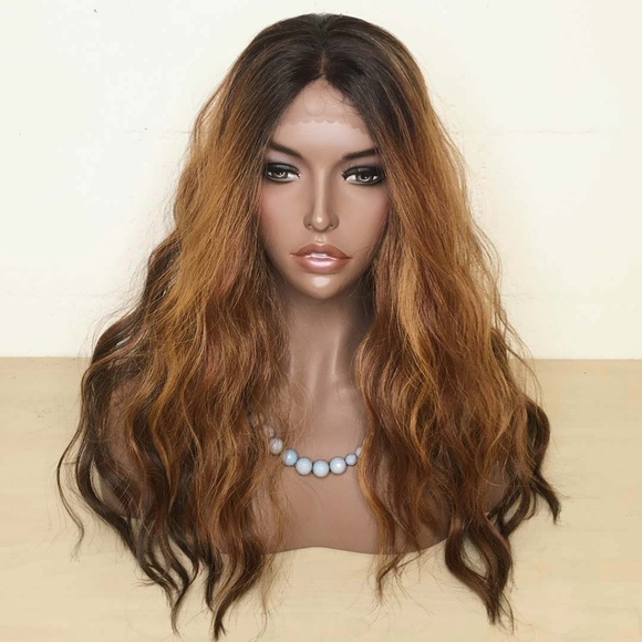24" Brown/Red Wavy Lace Front Wig | Elaine - Picture 2 of 8